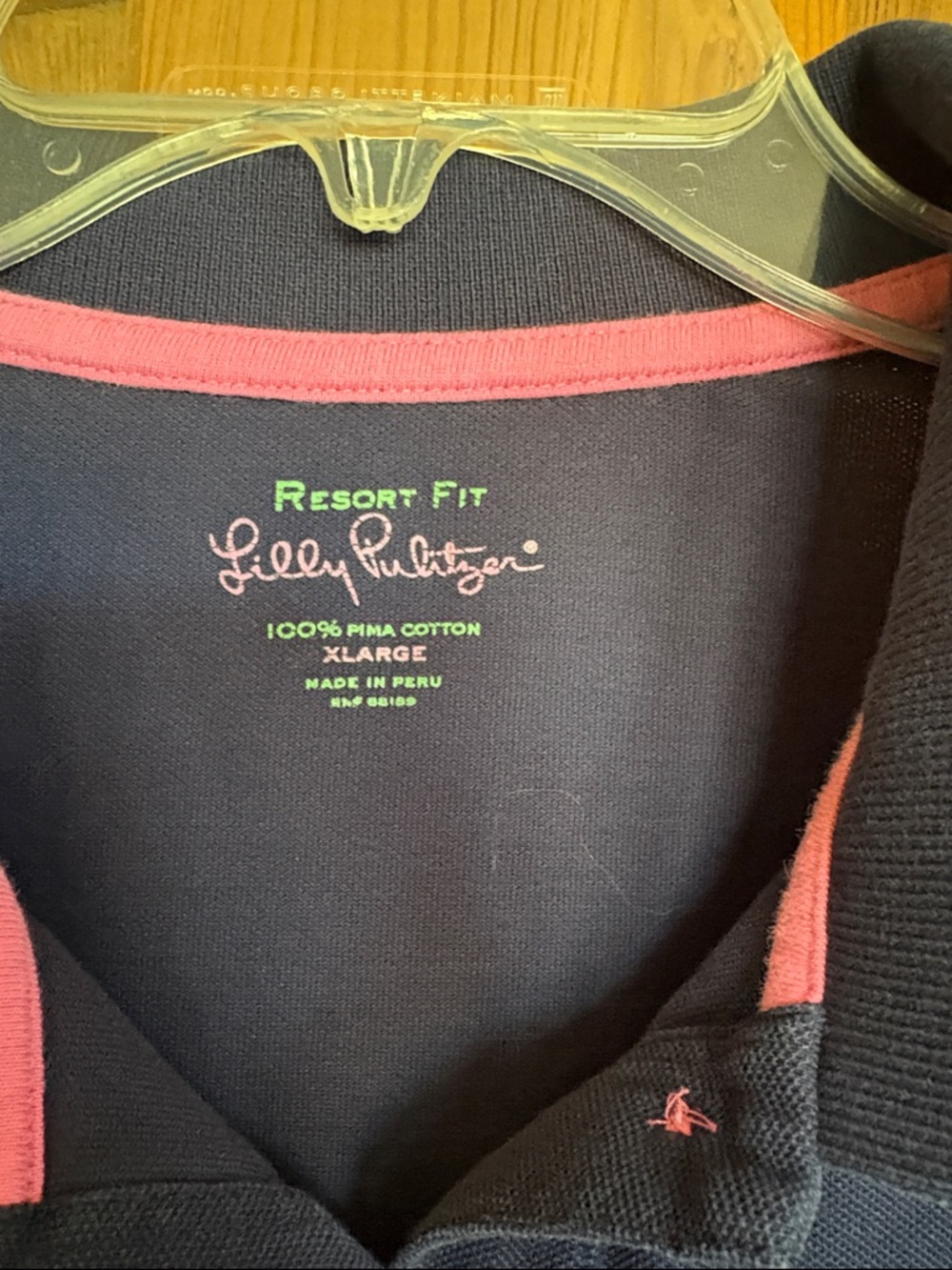 Lilly Pulitzer Navy Polo with Pink Palm Logo - Picture 2 of 4